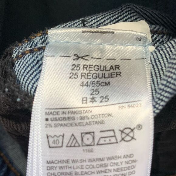 Gap 1969 High Rise Slim Straight Jeans Blue Distressed Frayed Destroyed Hem - Picture 6 of 7